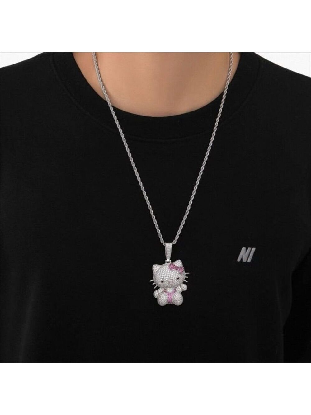 Hello Kitty Rhinestone Necklace with Chain - Picture 3 of 3